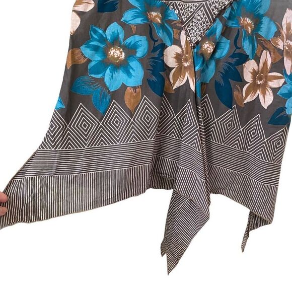 Vintage Quizz Again Trends Cotton Floral Asymmetrical Top Size Medium - Picture 2 of 6